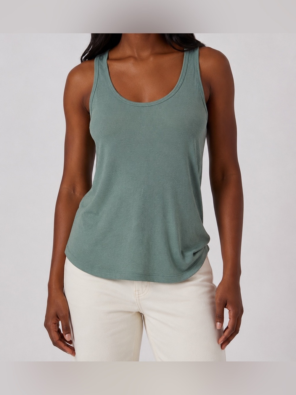 Vince Green Scoop Neck Tank Dress Size XL Pima Cotton Modal Sleeveless Dress